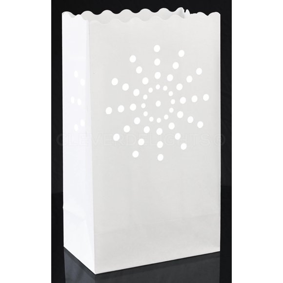 Luminary Bags CleverDelights White Sunburst, paquete de 20