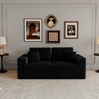 M&Ms - 70.87*35.43""Modular Sectional Sofa Seat,Upholstered Compressed Couch For Living Room,Bedroom,Apartment,No Assembly Required,2 Pc Free Combination,Plush Corduroy Fabric,Black