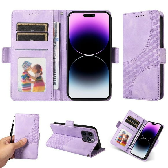 Carcasa FOXDOCK iPhone 14 Pro Max de cuero PU, diseño acolchado clásico, protección contra caídas y rayones
