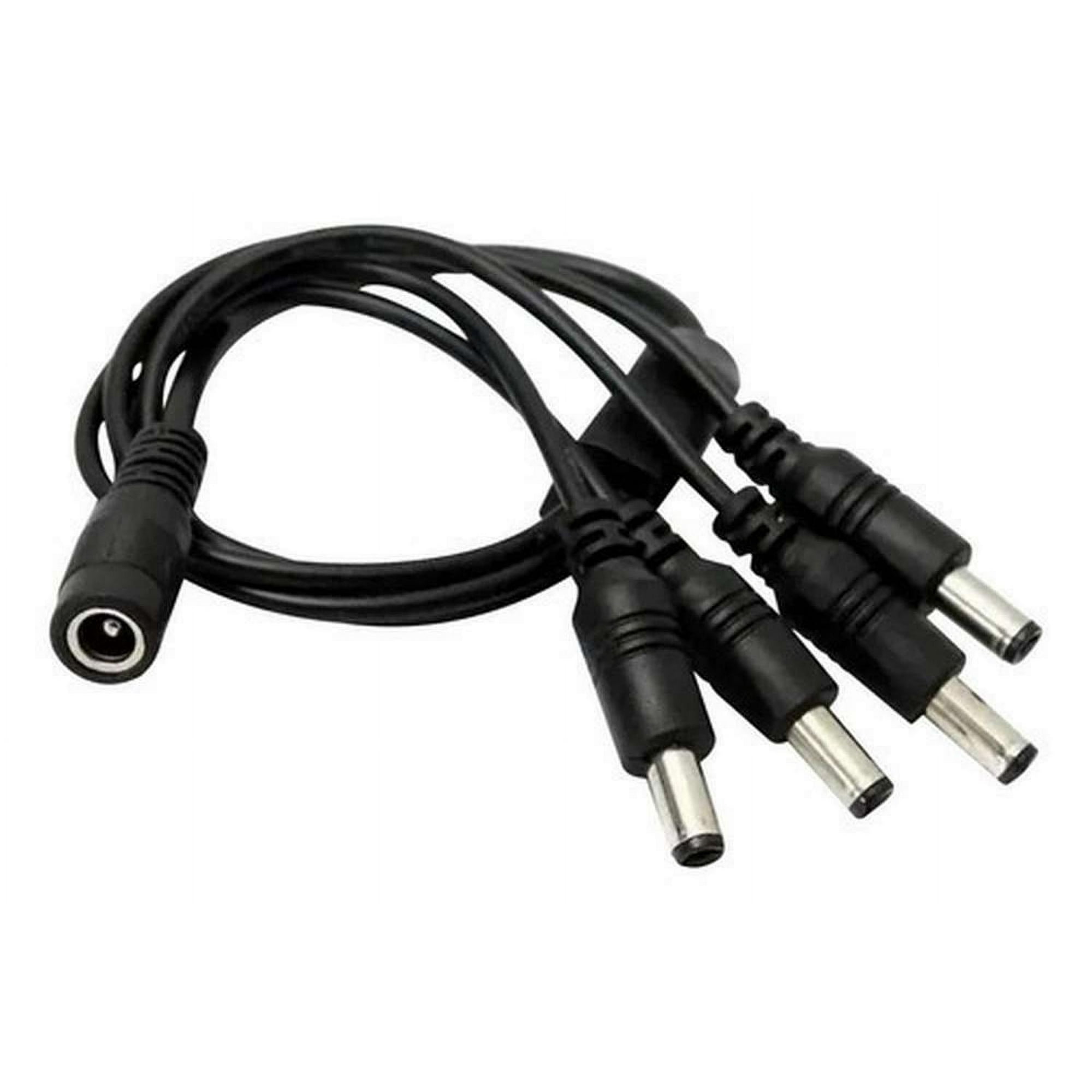Gen - Cable Poder Splitter Camara Seguridad 4 Salidas Jack 5.5*2.5 Negro