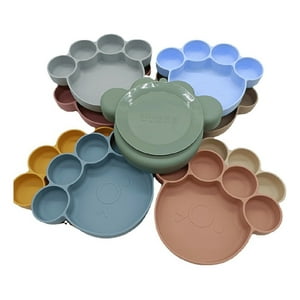 Genérico - Set 2 Platos Diseño Huella Silicona Antiderrame Niños Lau