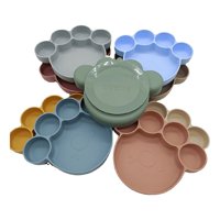 Genérico - Set 2 Platos Diseño Huella Silicona Antiderrame Niños Lau