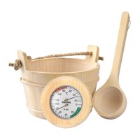 Ioensy - Termómetro De Madera Para Sauna, Cubo Y Cucharón, Portátil, Para Sauna, Sala De Sauna, Hogar