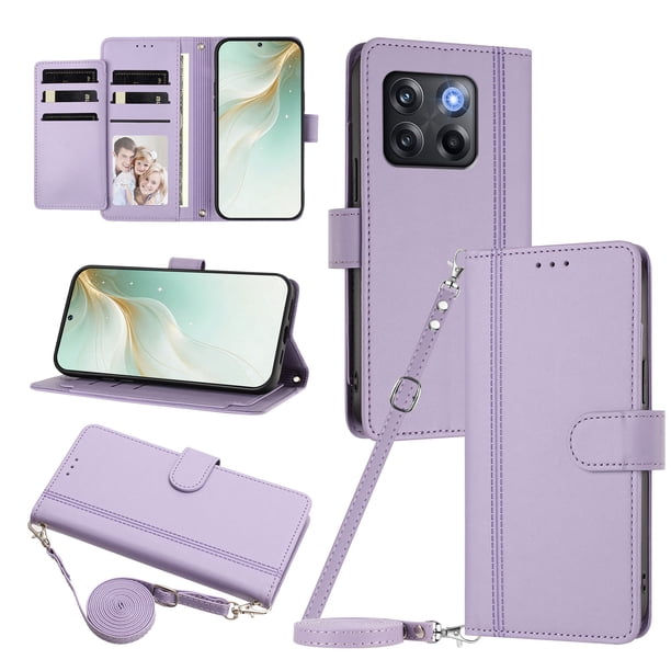 Funda Tipo Libro para OnePlus 10T 5G con Ranuras para Tarjetas, Morado Claro