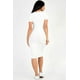 thumbnail image 4 of Vestido Midi Ajustado De Canalé Blanco, 4 of 5