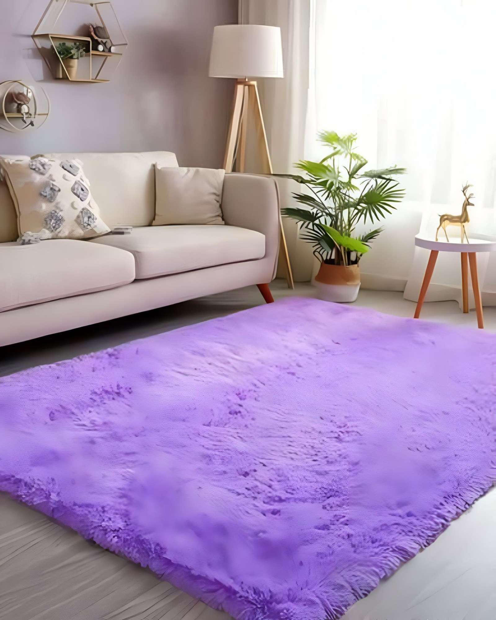 Teng Fei - Alfombra Peluda Suave 180 X 200 Cm Primera Calidad Lila