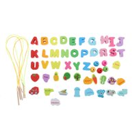 Magideal - Cordón De Madera Juguete De Cuentas Habilidades Motoras Educativas Tempranas Para Niños Pequeños 51 Cuentas