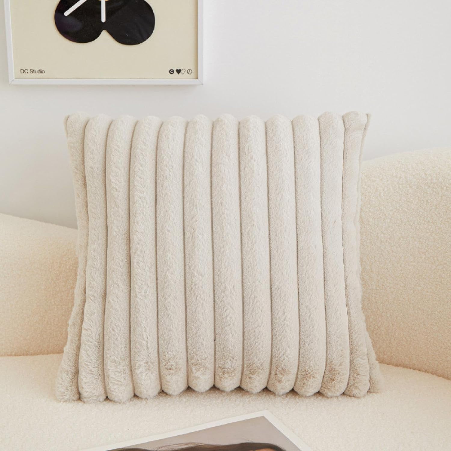 Xmhytop 1 Almohadas Rellenas Lana Corta, Felpa Suave Y Gruesa, Decorativas Para Sofá & Dormitorio, Tamaño Cuadrado 45x45 Cm, Color Blanco