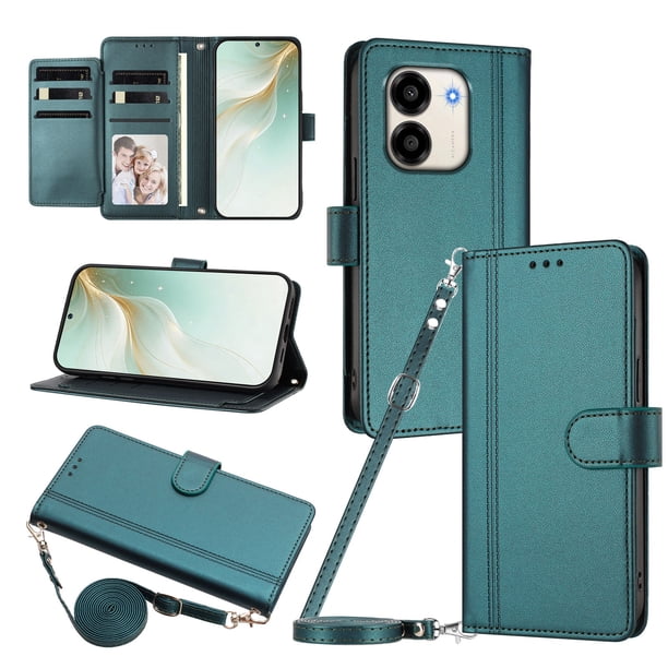 Honor X7E/X6E Funda Billetera con Cierre Magnético, Verde Oscuro