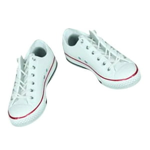 Genérico - 1/6 Zapatos De Lona Con Cordones Zapatillas De Tacón Plano Para Figura De Acción De 12 '' Blanco