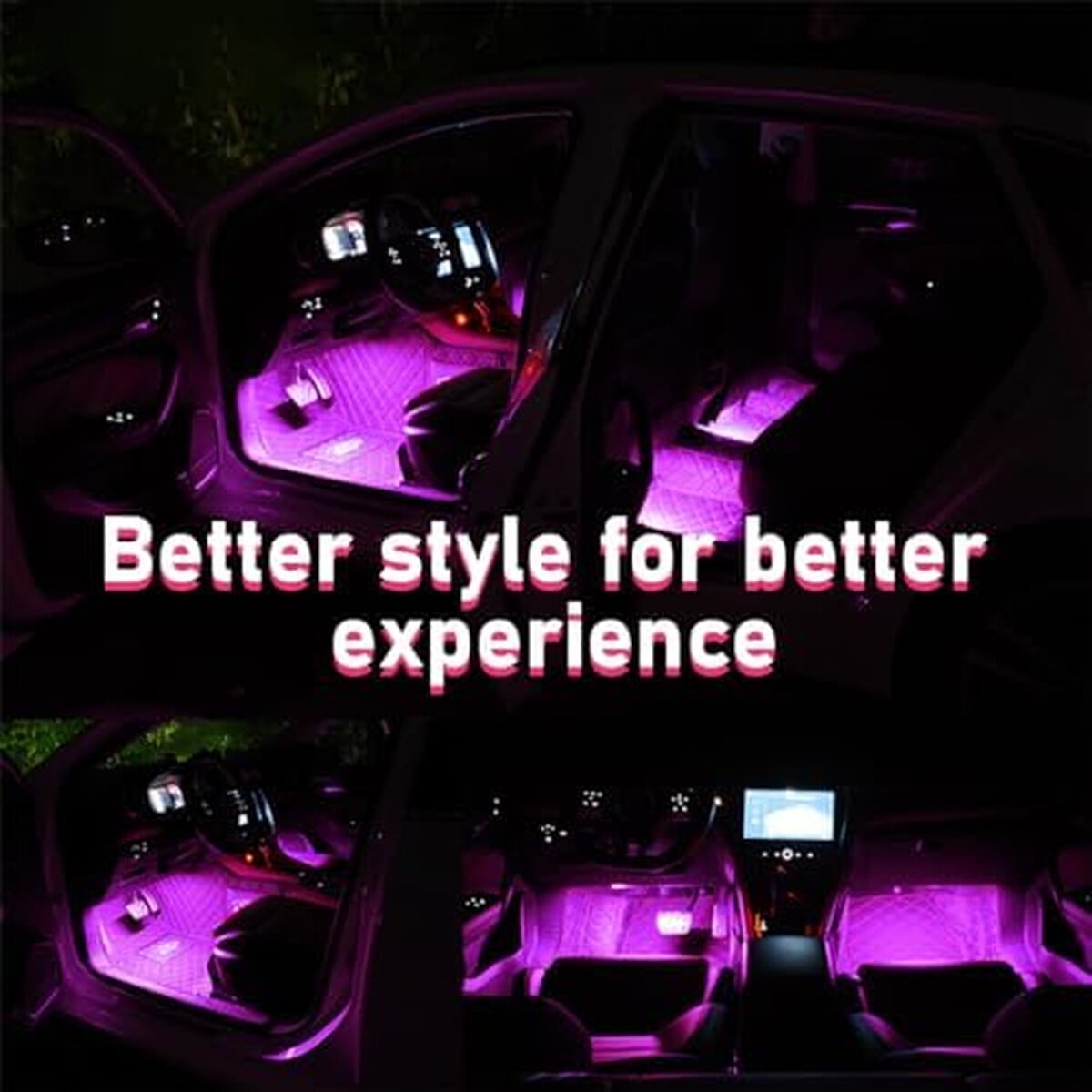 Tira Led Auto Sylvil 24 Leds Rgb Usb Rosa Interior