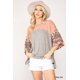 thumbnail image 1 of Top de Punto con Bloques de Color y Estampado Floral con Mangas Dolman, 1 of 5