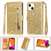 Funda Para Foxdock Elegante Funda Iphone 13 Glitter Con Cremallera-Ideal Para El Uso Diario