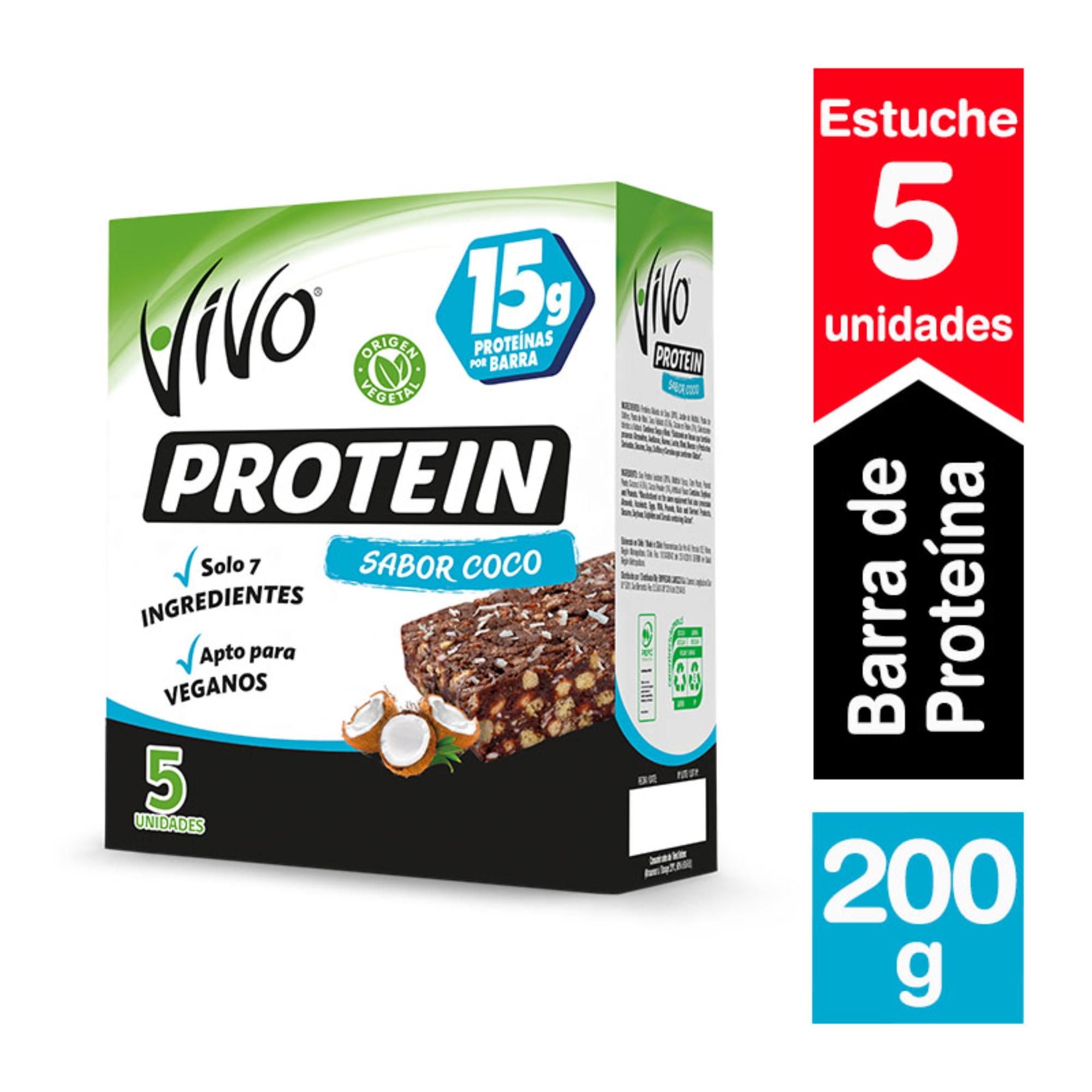 Barra De Proteína Sabor Coco 5 Un 200 g Vivo