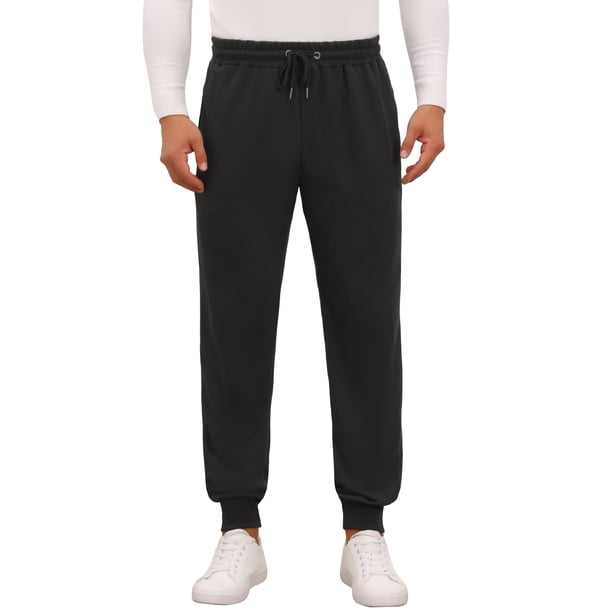 INSPIRE CHIC Pantalones de chándal para hombre de color sólido con cintura ajustable y cordón para entrenamiento 32 Negro