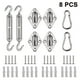 thumbnail image 1 of Juego de 8 piezas de fijación para toldos, 2 tensores de acero inoxidable, 2 mosquetones y 4 accesorios de montaje en pared para toldos cuadrados y triangulares para una instalación segura., 1 of 8