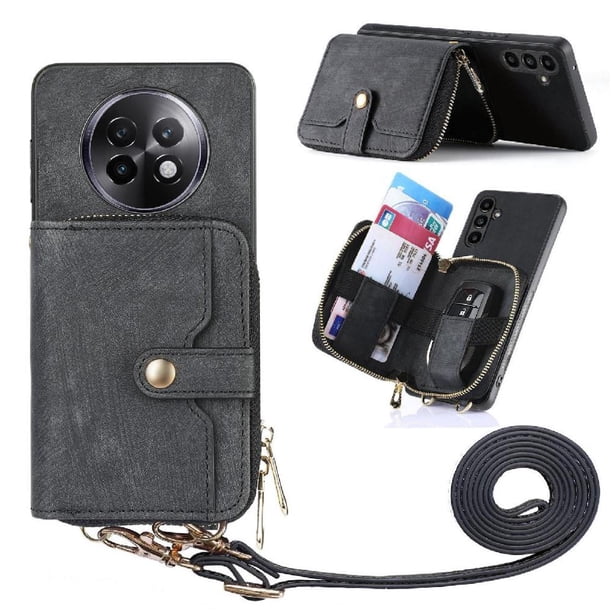 Funda Tipo Cartera con Correa Cruzada para Realme 13 Plus 5G Protección Contra Golpes Negro