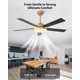 thumbnail image 2 of Ventilador de techo Vaczon de 52" negro y dorado con luz LED, 6 velocidades, 2 of 9