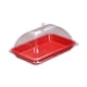 thumbnail image 1 of Soporte Para Tartas Con Tapa, Plato Transparente Para Postres, Tienda, Comedor, Restaurante, Color Rojo, 1 of 5