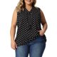 thumbnail image 1 of Agnes Orinda Blusas Clásicas Sin Mangas con Lunares y Cuello en V Anudado para Mujer de Talla Grande 1X Negro, 1 of 6