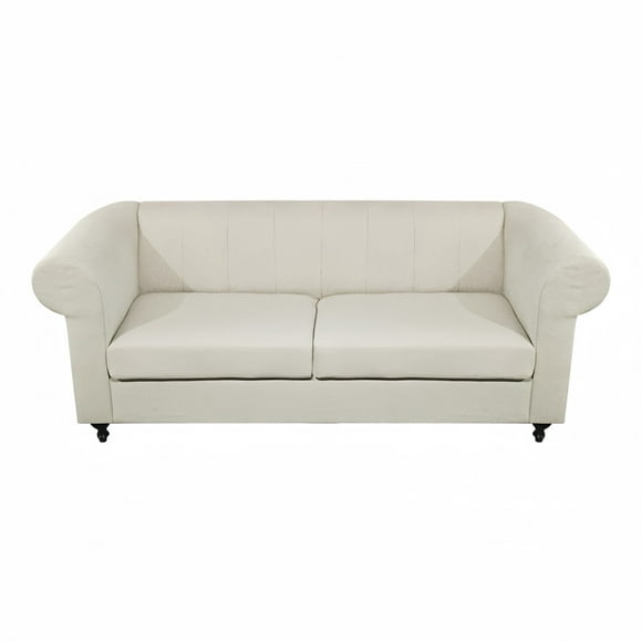Sofá Karine 3 Cuerpos Tela Beige 214×88×78 Cm Retro
