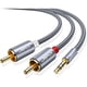 thumbnail image 1 of JSAUX Cable RCA a 3,5 mm de 6,6 pies, 2 RCA macho a auxiliar, gris, 1 of 3