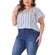 thumbnail image 4 of Agnes Orinda Blusa de Vacaciones con Estampado Boho de Talla Grande para Mujer, Hombros Descubiertos, Manga Corta, 1X Blanco, 4 of 6