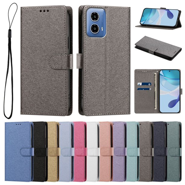 Cartera Protectora para Motorola Moto G34 con Soporte, Gris