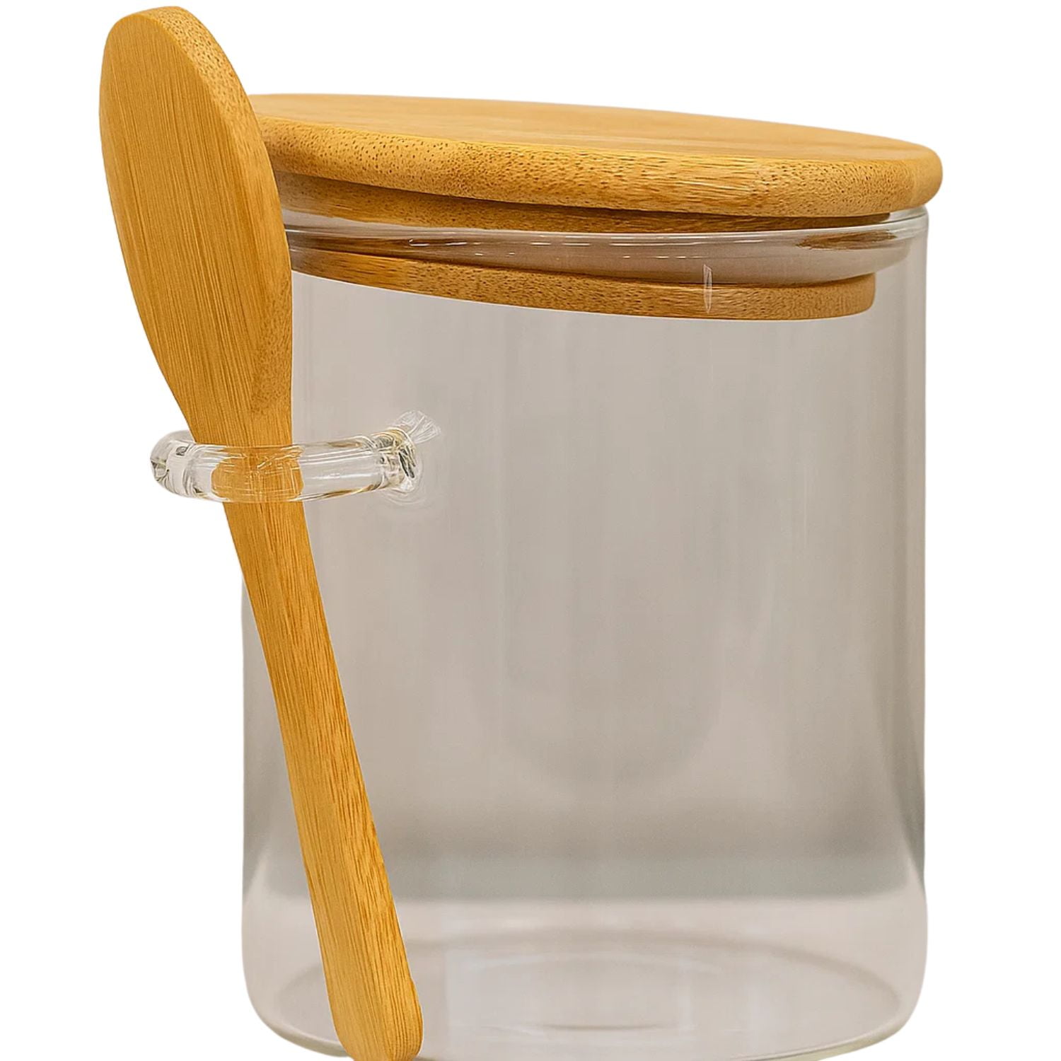 Disparo - Frasco Contenedor Hermetico 550ml Vidrio 12cm Redondo Cuchara