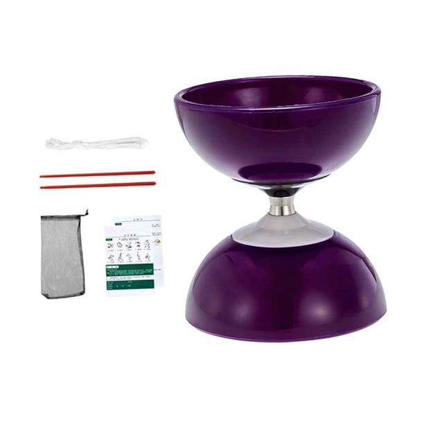 Juguete Diabolo, pelota de malabarismo de dos cabezas con palos y cuerda, yoyo chino portátil, materiales duraderos, adecuado para principiantes, adultos y niños, juego al aire libre H púrpura