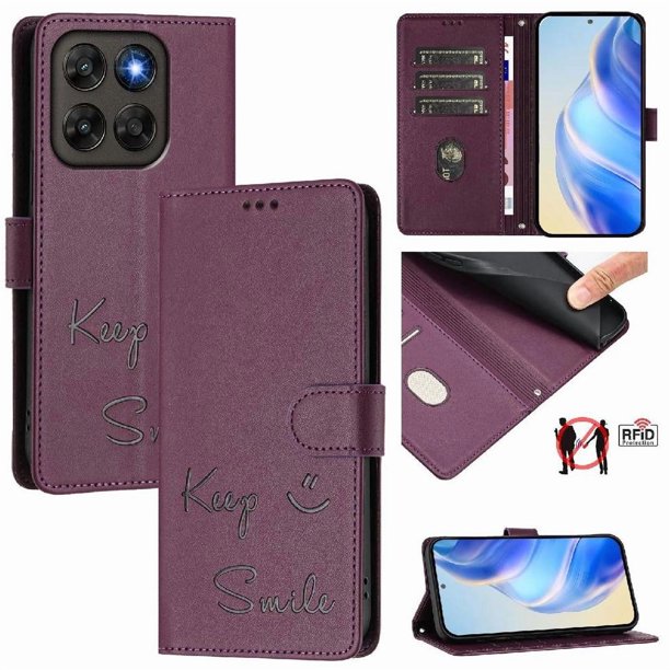 Funda Cartera para Motorola Moto G77 con Bloqueo RFID, Cierre Magnético y Ranuras Tarjetas Morado