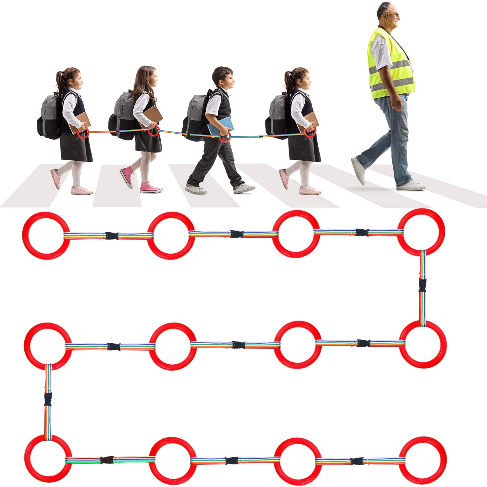 Xusx111 - 12 Set Niños Pequeños Caminando Cuerda Para Preescolar Niños Pequeños Desmontable Cuerda De Transición Seguridad Cuerda De Guardería Para Preescolar Guardería Infantil Niños De La Escuela Su