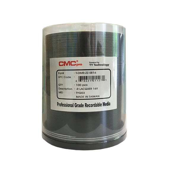 DVD-R CMC Pro 16x 4,7 GB plateado térmico en caja para tartas x100