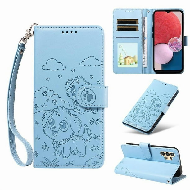 Funda Billetera FOXDOCK Compatible con Samsung Galaxy A13 4G/5G, Diseño Perrito Tierno, Ranuras para Tarjetas y Soporte Plegable