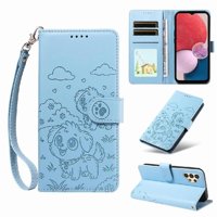 Funda Billetera Foxdock Compatible Con Samsung Galaxy A13 4G/5G, Diseño Perrito Tierno, Ranuras Para Tarjetas Y Soporte Plegable