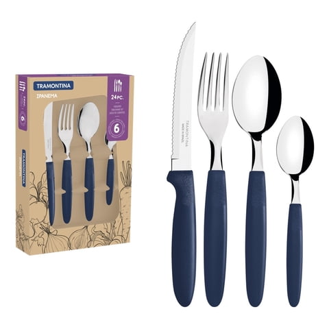 Juego De Cubiertos 24 Unid Ipanema Azul Tramontina 23398-172