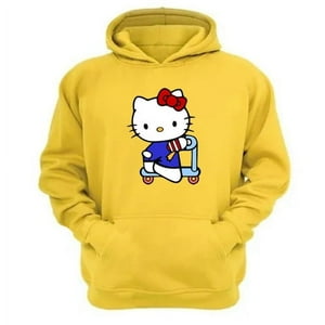 Genérico - Polerón Canguro Gatita Kitty Amarillo Talla Xs Unisex