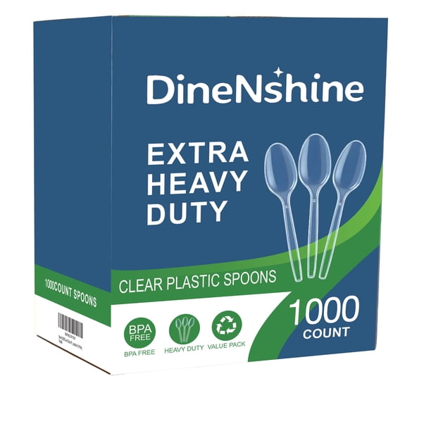 Cucharas Desechables Transparentes DineNshine 1000 Unidades, Duraderas y Libres de BPA