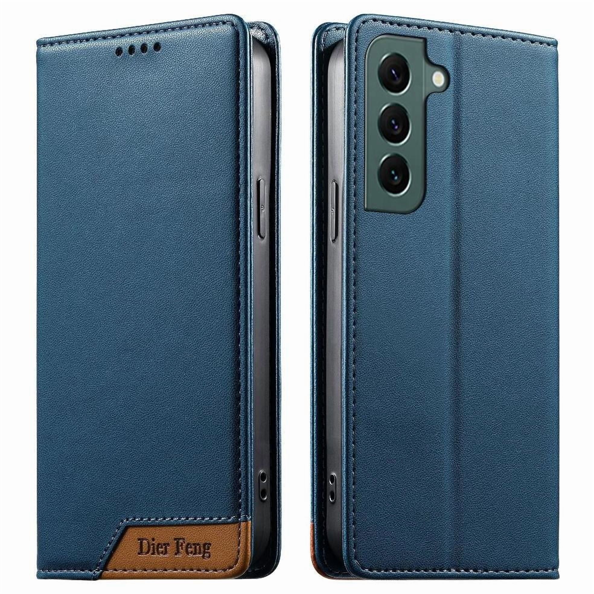 Foxdock - Funda Tipo Cartera De Cuero Sintético Para Samsung Galaxy S22 Bloqueo Rfid, Con Ranuras Para Tarjetas Y Bolsillo Para Efectivo, Cierre Magnético Fuerte Azul