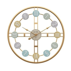Bohemik - Reloj Mural Moderno Dorado Con Números Multicolor