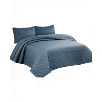 Genérico - Cubrecama Con Detalles De Pompones 2 Plazas Color Azul