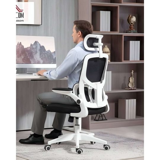Imac Hogar - Silla Ergonómica De Oficina Con Apoyacabeza Blanca