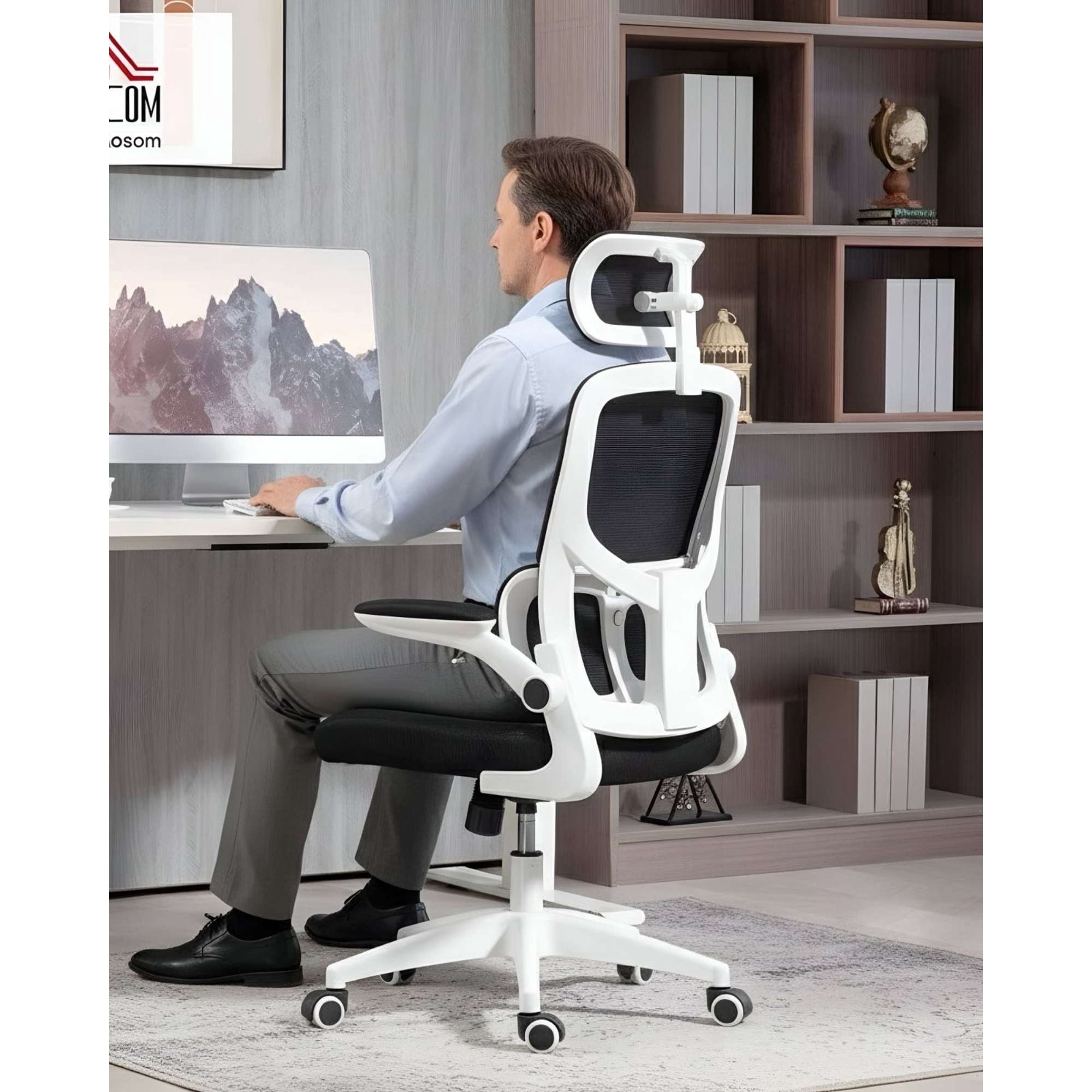 Imac Hogar - Silla Ergonómica De Oficina Con Apoyacabeza Blanca