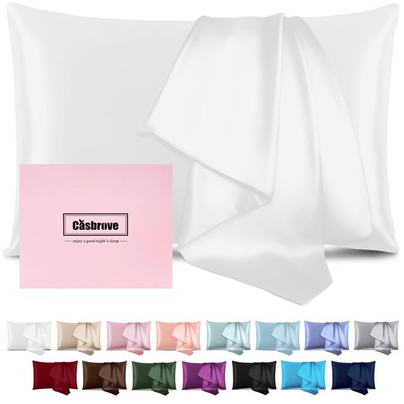 Fundas de almohada de seda Casbrove Mulberry Silk Soft White, paquete de 1 paquete