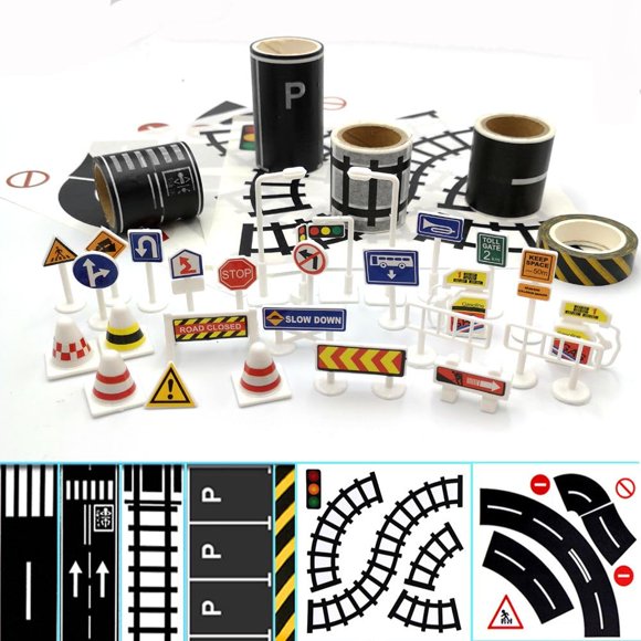 Road Tape DSPITWOD para coches y trenes de juguete, 3 rollos de cinta negra