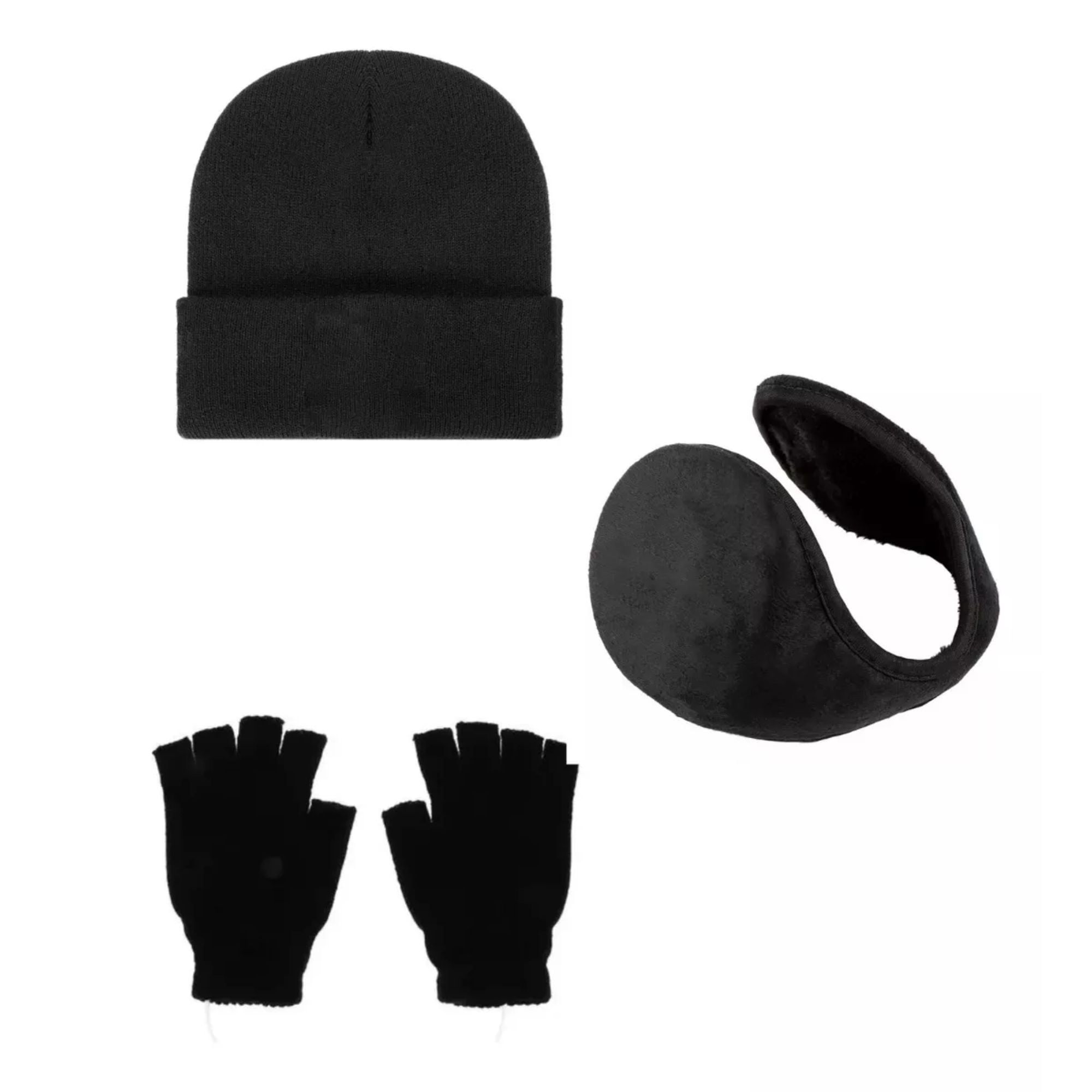 Ekolmac - Set De Invierno Orejera Polar + Gorro Beanie + Guantes Sin Dedos Para Hombre Y Mujeres Jovenes - Adultos