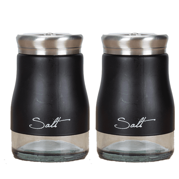 Salero y pimentero de acero inoxidable con fondo de cristal, accesorios de cocina modernos