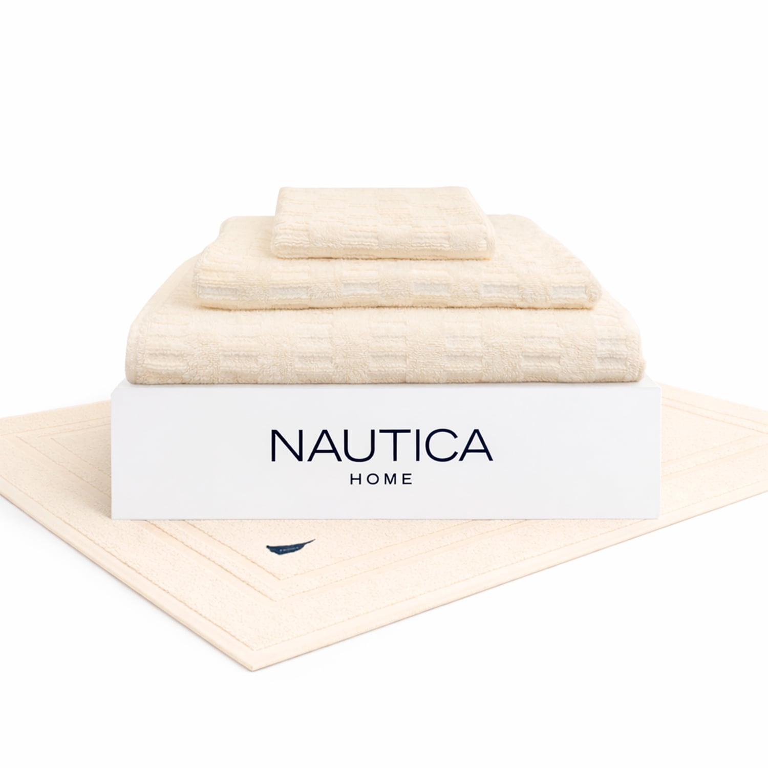 Set 4 Toallas Nautica Savoy Cara+mano+cuerpo+piso 100% Algodón Alta Calidad Crema