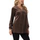 thumbnail image 4 of Elegante Top de Terciopelo para Mujer con Cuello en V y Mangas Largas para Ocasiones Casuales y Formales S Café, 4 of 6