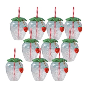 Bothyi - 10 Tazas Con Pajita Y Diseño De Fresa Para Niños, Para Cumpleaños En El Hogar Hawaiano, Llavero Transparente